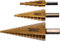 Sthor 3 Stück HSS Stufenbohrer Titan Bohrer Set für Metall Holz Kunststoff Größe wählbar 4-12/4-20/4-32/4-39mm - oder im Set, selbstzentrierender Kegelbohrer (4-12mm/4-20mm/4-32mm)