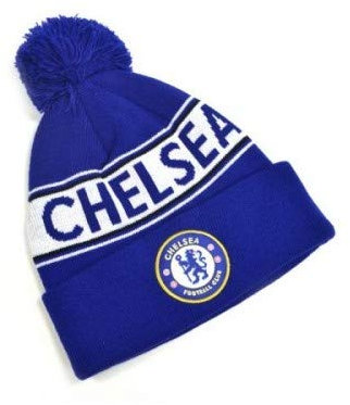 Chelsea Text Knitted Bobble Hat Royal