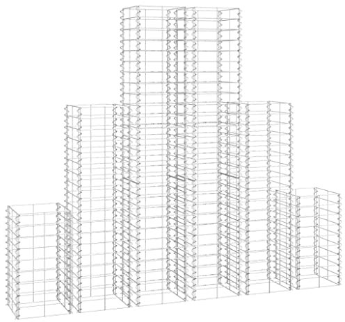 vidaXL Gabion Ensemble de 6 pièces en fil galvanisé pour jardin, terrasse, cour, protection de la vie privée en maille soudée
