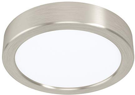 EGLO LED Deckenleuchte Fueva 5, Ø 16 cm, 1 flammige Aufbauleuchte aus Stahl und einer Kunststoff Leuchtfläche, Deckenlampe in Nickel-Matt, Weiß, LED Aufbaulampe neutralweiß