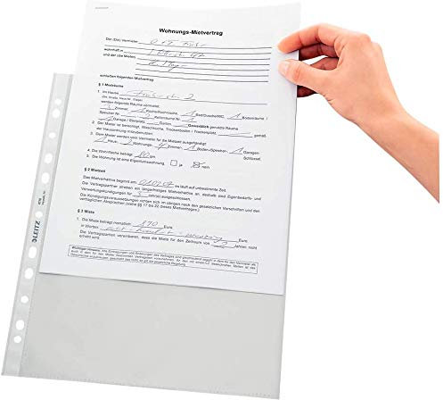 Leitz 4770-00-02 Prospekth?llen Standard A4, glasklar 80my Oben offen PP Inh.100 (Transparent, 3)