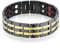 Flongo Herren-Armband Männer Armreif Groß Breit Magnetarmband Hematit mit Magnet Therapie Kugel Perlen Herren-Accessoires Schwarz Gold