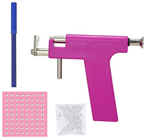 An-self Ohrlochpistole Set Piercing Set mit eingebauten Ohrringbolzen für Ohr Körper Lippen Nase Nabel mit 98 St