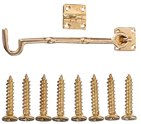 Angoily Haken Tor Kupfer Kabine Haken Eisen Auge Kabine Tür Tor Verriegelungen Fenster Sch?rpe Fangen Haken Schloss Privatsph?re Haken Auge für Schiebetür Badezimmer Fenster 18. 5Cm