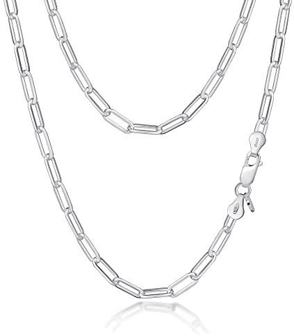 Amberta Damen Büroklammer Halskette aus 925 Sterling Silber: 4.4 mm 45 cm/18 inch