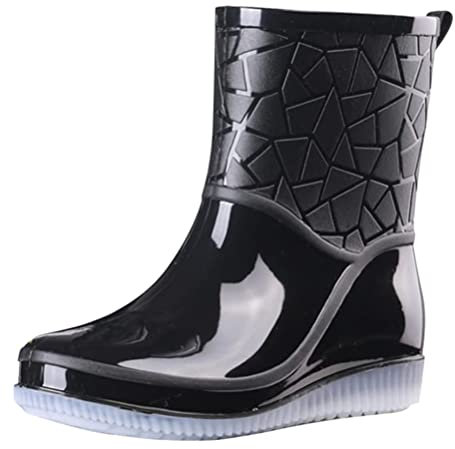 ORANDESIGNE Stivali Gomma Donna Pioggia Bassi Lavoro Giardino Stivaletti Antiscivolo Wellington Boots B Nero 37 EU