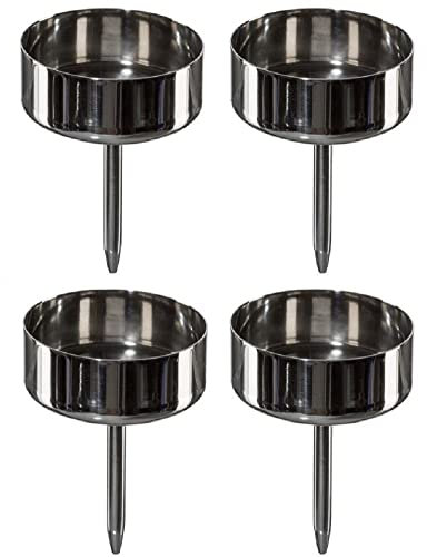 Edelstahl Kerzenpick, 4er Set, 4,5cm. Kerzenhalter, Teelichtpin, Teelichthalter für Adventskranz, Kerzenhalte zum Stecken, Weihnachten