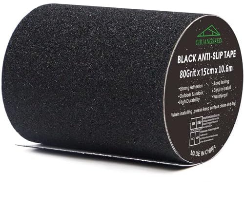 CHUANGSEED Schwarzes Anti-Rutsch-Band Selbstklebend 15cm x 10,6m High Grip Anti-Rutsch-Klebeband, Antirutsch Klebeband Wasserfest Treppe Anti Rutsch Streifen für den Innen- und Außenbereich