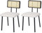 2er-Set Esszimmerstuhl HWC-K88, Lehnstuhl Stuhl, Holz Poly-Rattan Metall Bouclé - Stoff/Textil weiß