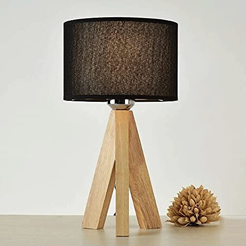LGDEERCO Moderne Schreibtischleuchte Stativ-Tischlampe Minimalistische Holz-Nachttischlampe mit Stoff-Leinen-Schirm für Wohnzimmer, Schlafzimmer, Kinderzimmer, Arbeitszimmer, Nachttisch, Lesen, vertik