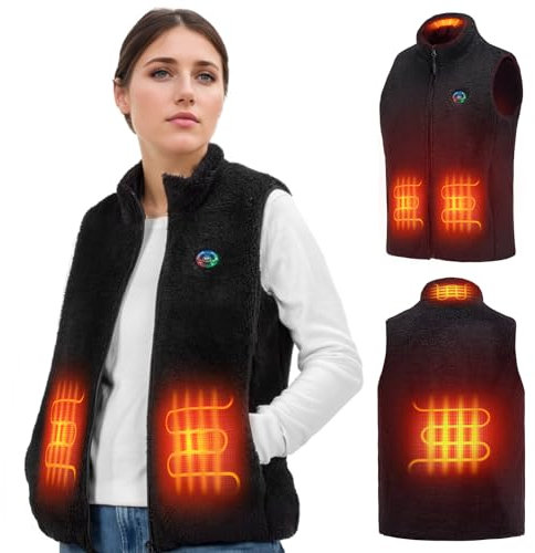 KEMIMOTO Beheizbare Weste Damen, Heizweste mit 4 einstellbare Heizzonen, 3 Heizstufen,USB Eletriksche Wärmeweste für Ski Fahren, Wandern, Outdoor Ativitäten (Ohne Akku)