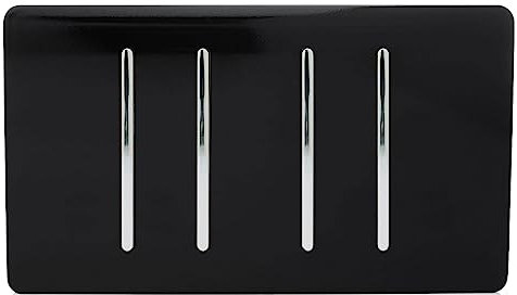 Trendi Switch 4 Gang Spare Twin Faceplate for Modern Designer Light Switch in Piano Black