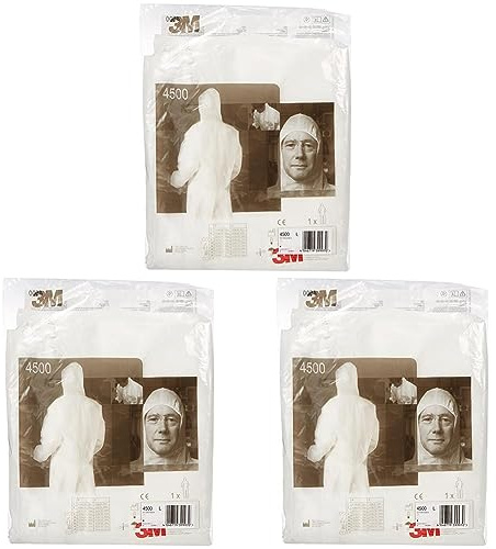 3M Coverall, White, 4500-W-L (Pack of 3)