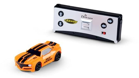 Carson 500404276 1:60 Nano Racer Striker 2.4GHz Orange - Voiture télécommandée, Véhicule RC pour Enfants, Durée de Conduite 20 Min