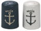Seaside No.64 - Vajilla marítima de gres - Motivos de ancla, timón y barco de papel - Cerámica de gres blanco y azul - Juego de utensilios de cocina - Artículos de regalo (juego, salero y pimentero