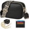 TEUEN Damen-Umhängetasche, Kleine Crossbody Bag PU Leder Elegante Schultertasche mit 2 Abnehmbar Breitem und Kette Schultergurt Handytasche Handtaschen ＆ 4 Geldbeutel Kartenfächer