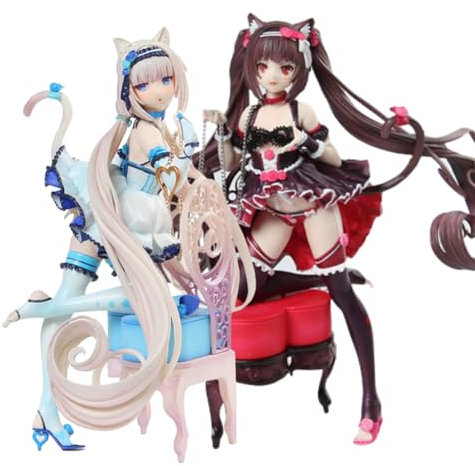 Ldruieu 2pcs NEKOPARA Anime Figuren Sexy Chocola/Vanilla Figur 23.5cm PVC Actionfiguren Sammlerstück Anime Statue Desktop Dekoration Geschenk für Anime Fans