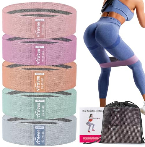 VITEVER 5 Ebenen Booty Bands Set, Widerstandsbänder für Workout, Übungsbänder für Frauen Beine und Po, Yoga Starter Set