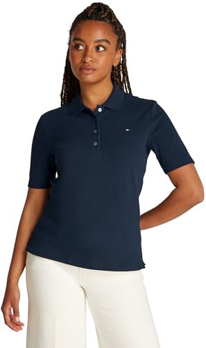 Tommy Hilfiger Maglietta Polo Maniche Corte Donna Regular Fit, Blu (Dark Night Navy), XXS