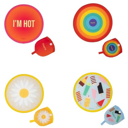 FISURA – Runder faltbarer Fächer. Original faltbarer Handventilator. Faltbares Frisbee. Tragbarer Fächer für Partys. 20 zentimeter. (Gemischt, 4 Stück)