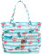 LEDAOU Strandtasche, wasserdicht, sanddicht, für Damen, Pooltasche mit Reißverschluss, für Fitnessstudio, Lebensmittel, Reisen, mit Nassfach, Flamingo-Streifen, Hellblau, Large