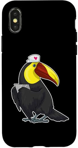 Hülle für iPhone X/XS Tukan Krankenschwester Notizblock
