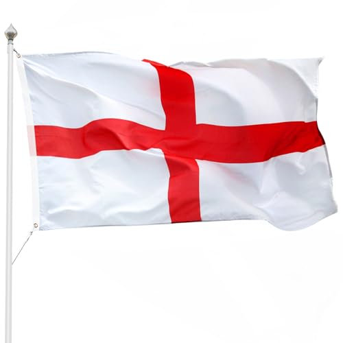 KIKISML England Flag 3x5FT (90x150cm), Flag of St George with Eyelets, Vivid Color Fade Proof Great British Flags for Sports Events and Indoor and Outdoor decoration