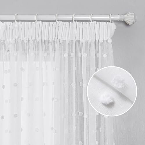 MYSKY HOME Vorhänge mit Kräuselband Weiß Gardinen Kinderzimmer Vorhang Transparent Dekoration für Wohnzimmer Schöne Gardine 2er Set Modern Schlafzimmer Vorhang, H 175 x B 140 cm, Weiss