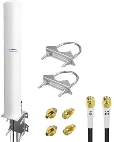 Maswell 4G 5G Antenna Outdoor - 2X2 MIMO External Aerial Cross-polarized Cellular 700-6000MHz for Vodafone Three EE O2 4G LTE 5G Router Modem | 2x SMA-Male & TS9 & RP-SMA, Not for Speed Competition