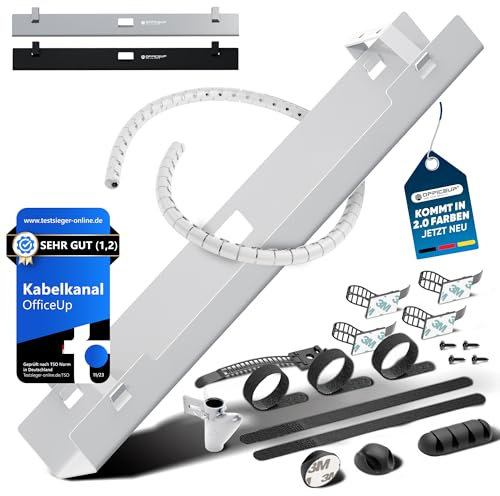 OfficeUp® CABELCANAL XXL Escritorio - Gestión de cables [Juego completo] - Gestión de cables - Soporte para cables [extraíble] - Bandeja para cables - Ahora disponible