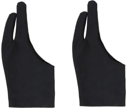 SEWACC 2stücke Anti-rutsch Zwei-finger Handschuh Für Künstler Schmutzabweisender Und Atmungsaktiver Zeichnen-handschuh Für Grafiktablett Digitale Malerei Und Skizzieren
