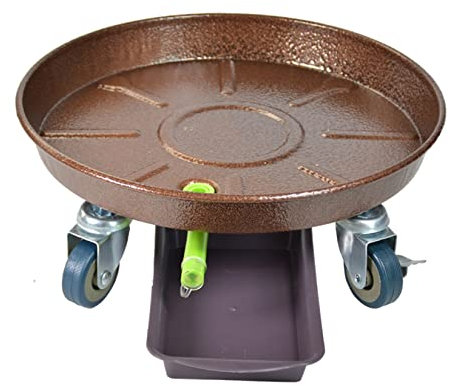 MYVVKIA Pflanzencaddy, 20 Zoll, robuster Pflanzenpalettenständer, runder Pflanzenwagen mit feststellbaren Rollen, Blumentopfregal aus Metall, Trolley mit Bremsrädern für den Inne