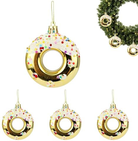 Bexdug Donut-Anhänger für Weihnachten – Donut-Weihnachtsschmuck, Weihnachtsbaum-Dekoration, Donut-Weihnachtsdekoration für Urlaubsbedarf