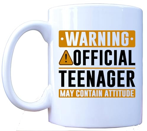 Warning: Official Teenager - May Contain Attitude - Fun Teen Mug – Perfect Birthday Cup for Teens – 11 oz Ceramic Coffee Cup