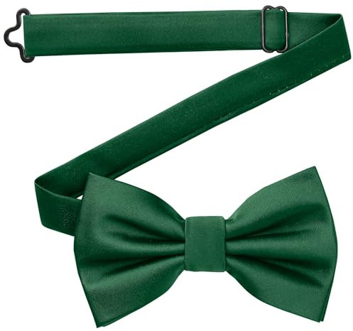 DonDon Fliege Herren handgefertigt Seiden-Look 12 x 6 cm Fliege Dunkelgrün