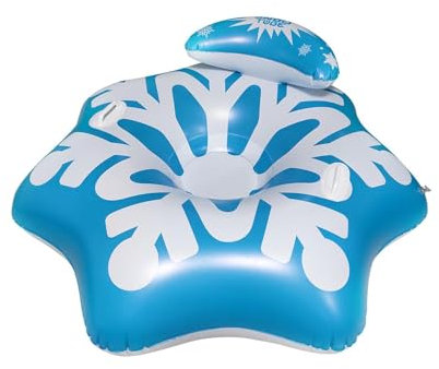 Aufblasbarer Schlitten, 110 cm, PVC-Kunststoff, 1680 g, Rodel für Erwachsene bis 150 kg, Schneeflocken-Design, Schneeschlitten 2 Personen, Sledge Plastik Sanki (Blau)