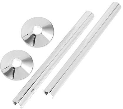 TOBBOMEY 15mm Wall Flange Cover 15x200mm Chrome Decorative Pipe Rings Plumbing Flange Collar Covers for Radiator Pipes 2 Pcs