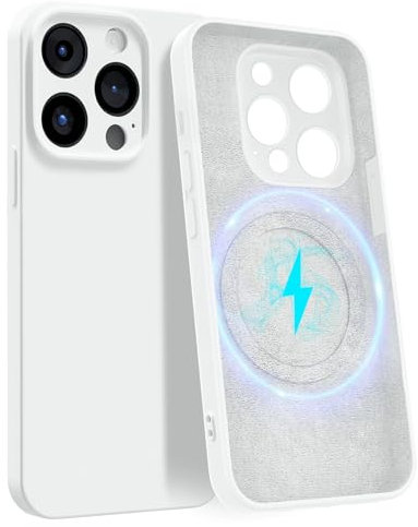 MyGadget Hülle für Apple iPhone 14 Pro [ kompatibel mit MagSafe | 4-Layer-Struktur Schutzhülle ] - Handyhülle mit Kameraschutz - Cover mit Innenfutter - Weiß