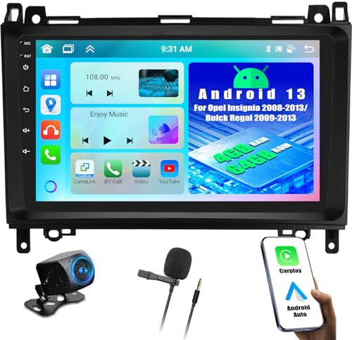 OiLiehu 4+64G Android 13 2 DIN Carplay Android Auto Radio para Mercedes Benz Sprinter B200 W906 W639 Clase AB W169 W245 2008-2011 Pantalla Radio Coche 9 Pulgadas Bluetooth FM RDS GPS WiFi SWC