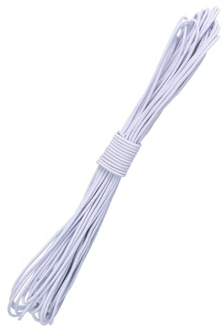 Bungee Cord White 2mm X 12M, Heavy Duty Elastic Shock Cord Nylon Stretch String Bungee Rope Elastic Rope for Luggage, Camping, Kayak, Tie Downs (White, 2mm x 12M)