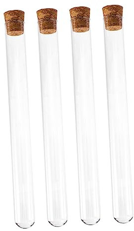 NAMOARLY 4Stücke Teiliges mit Korken Flachbodig für Wissenschaftliche Experimente und Aufbewahrung von Flüssigkeiten und Pulvern