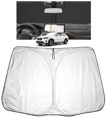 [Update] GAFAT Compatible con BMW X4 G02 2019-2024 2025 Protector Solar Parabrisas Delantero Interior, X4 2025 Accesorios Parasol Visera Solar, Enfriamiento, Protección UV, UPF 50+