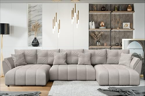 AXLIVING Couch U Form mit Schlaffunktion Antalya 382 cm beige