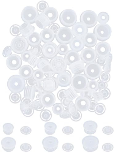 BEAMARKER 60Pcs 6 Sizes Salt and Pepper Shaker Stoppers Plastic Stopper Replacement Plugs Reusable Clear Round for Salt Pepper Shaker Wine Bottle Flower Pots Pipes 1/2, 9/16, 5/8, 11/16, 3/4