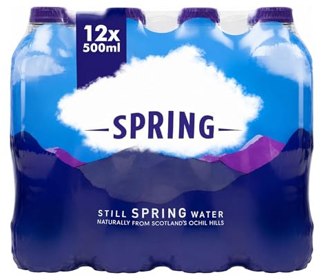 Saras Hiighland Spring Still Natural Mineral Water – 500ml Bottles (Pack of 12) | Pure Scottish Spring Water | BPA-Free Bottles | Refreshing Everyday Hydration