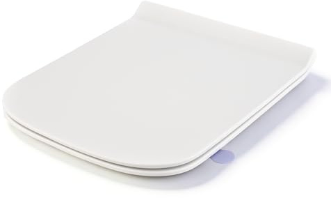 SREWOHS PRO WC Sitz Eckig mit Absenkautomatik, Weiß, Toilettendecke Duroplast, Klobrille Abnehmbar, Klodeckel Befestigung von oben, Klobrille Schnellverschluss, Einfach zu Reinigen, 43 x 34,5 CM