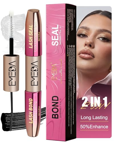 EMEDA Cluster Lash Glue, 2-in-1 Lash Bond and Seal for Individual Lashes, Waterproof & Sweat-Resistant Eyelash Glue, Latex-Free & Long-Lasting for All-Day Wear, Beginner-Friendly (6ml, Black + Clear)