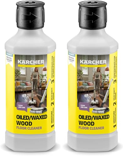 Kärcher Bodenreinigung und -Pflege RM 535 für geölte und gewachste Holzböden, für einen streifenfreien, seidenmatten Glanz, 500ml Konzentrat ergeben verdünnt 40l Reinigungsflüssigkeit (Packung mit 2)