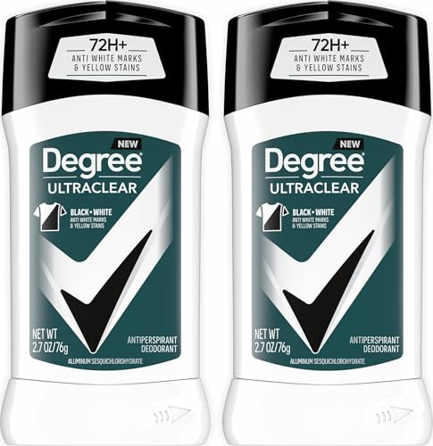 Degree Men UltraClear Antiperspirant Deodorant Black+White 2 Count 72-Hour Sweat & Odor Protection Antiperspirant For Men With MotionSense Technology 2.7 oz
