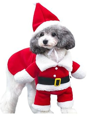 Evetin Weihnachten Halloween Herbst Winter Warm Kleidung, Geschenk für Hund Katze, Haustier Kostüm Mantel Anzug mit Cap (L)